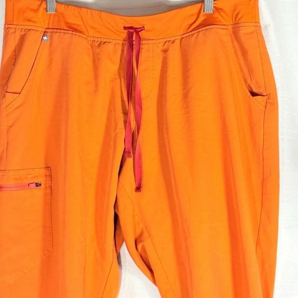 Figs Technical Collection XXL Men's Orange Jogger Pants with Pink Drawstring